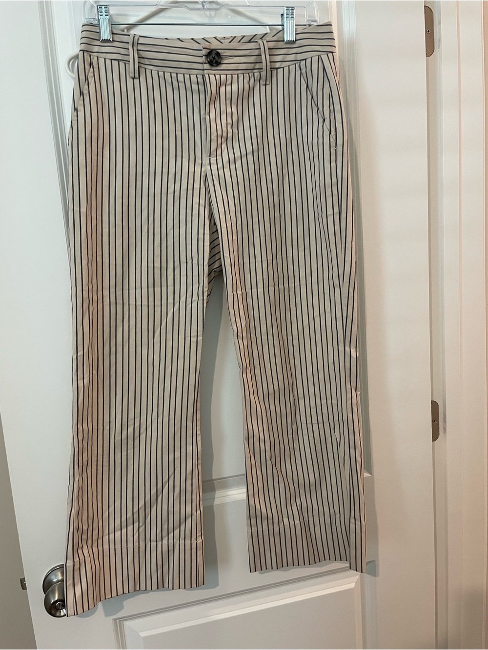 CAbi Beige Pinstripe cropped Pants